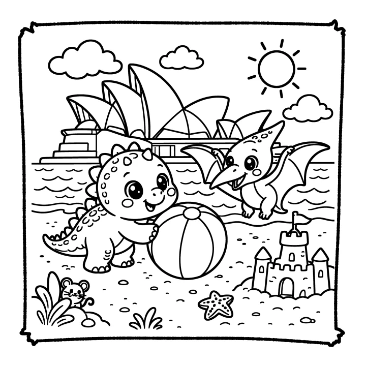 A page from Cute Dinosaurs & Friends Around the World
