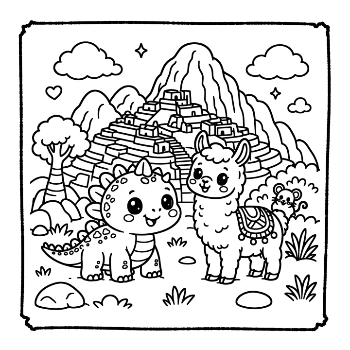 A page from Cute Dinosaurs & Friends Around the World