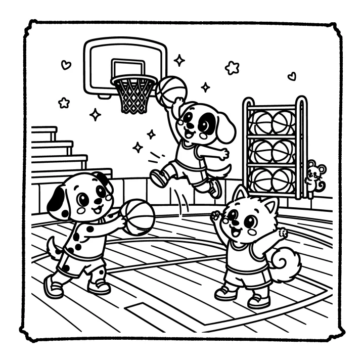 A page from Cute Puppy & Friends Playing Sports