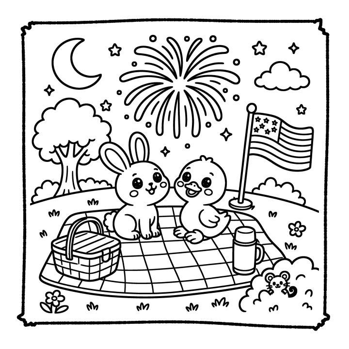 A page from Cute Animals Independence Day