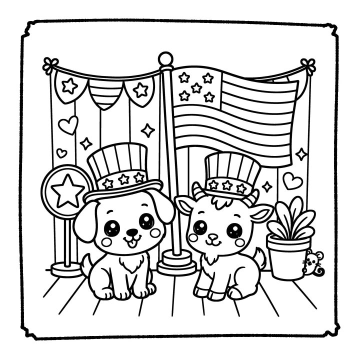 A page from Cute Animals Independence Day