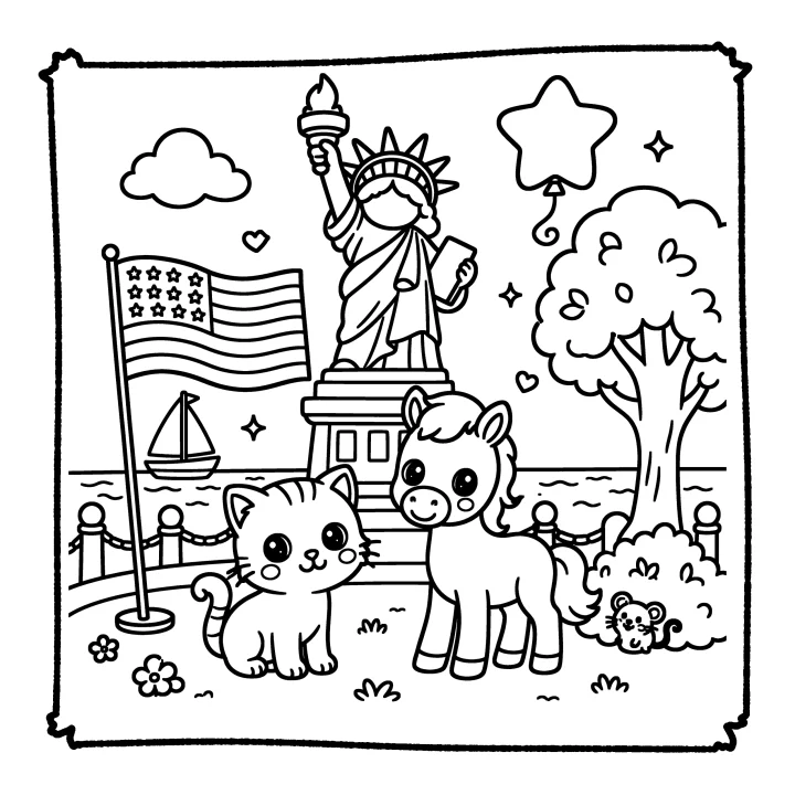 A page from Cute Animals Independence Day